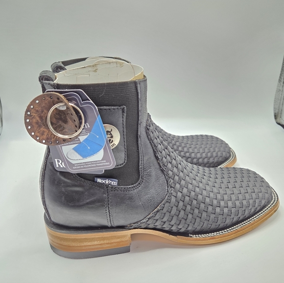 NIB Rock Em France Square Toe Men Ankle Boot - Black - 6 - Picture 8 of 10